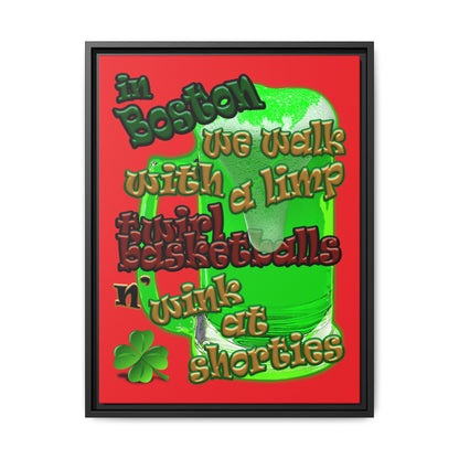 celtics logo - framed canvas art (red)