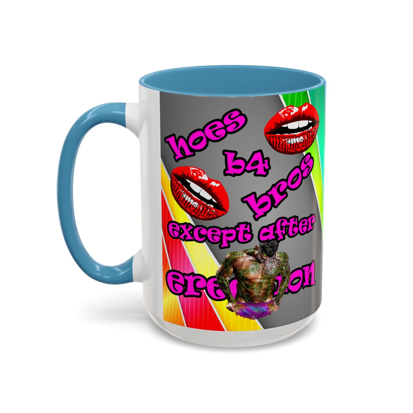 hoes b4 bros - Accent Mug (rainbow split)