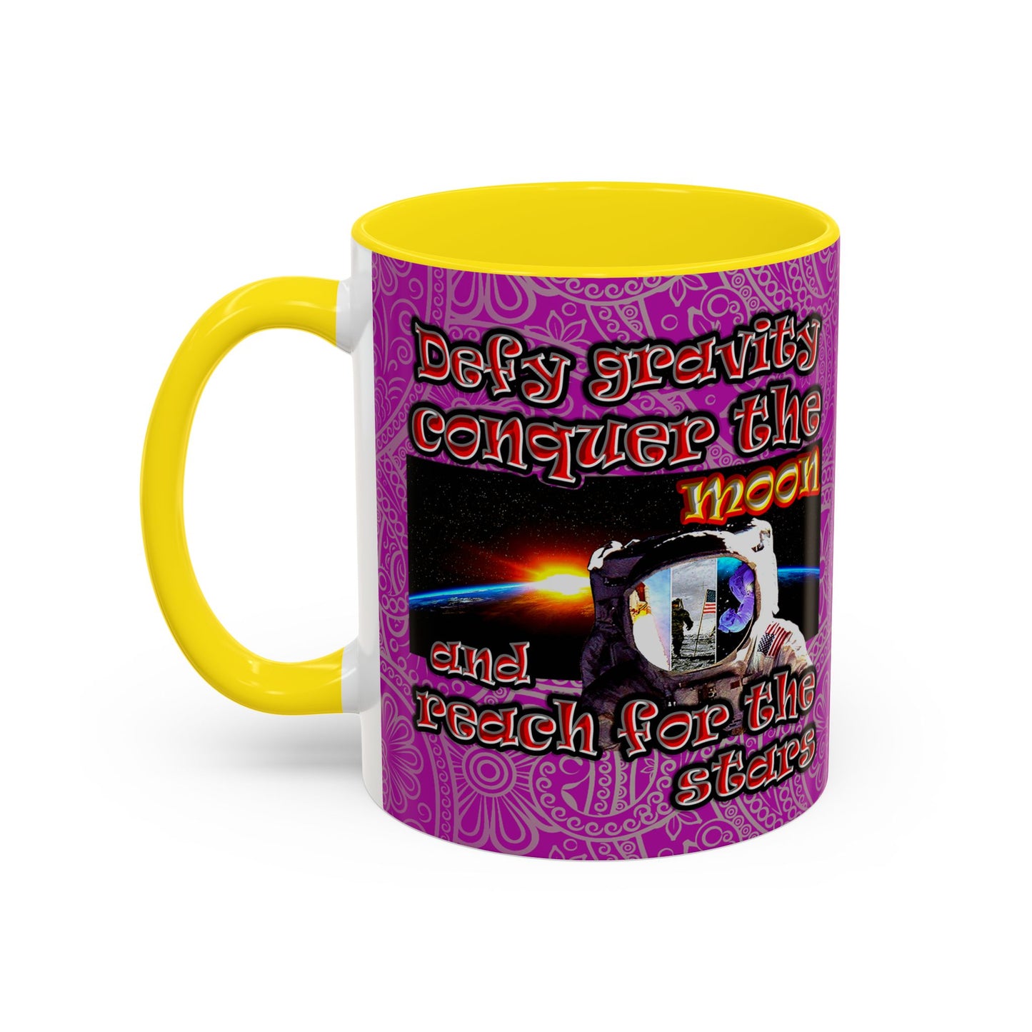 defy conquer reach - Accent Mug (pink swirl)