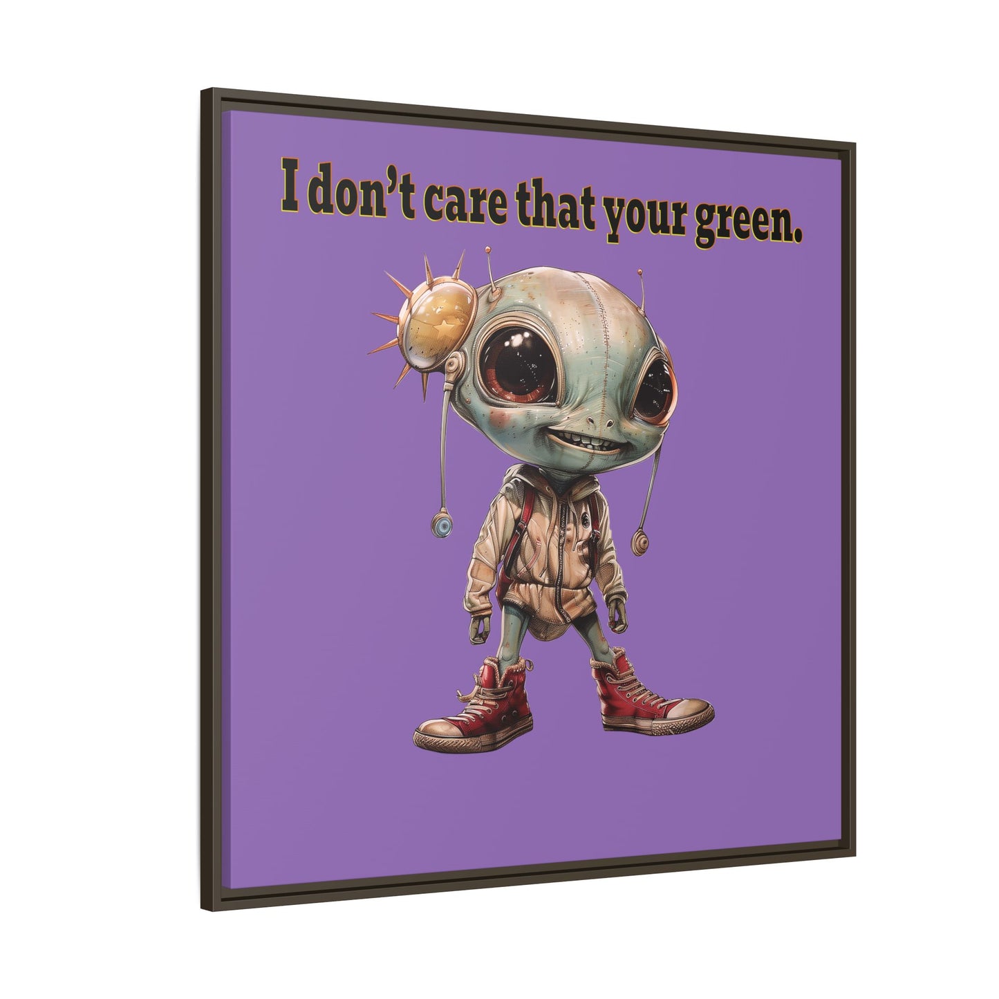 I don't care that your green - framed canvas art (light purple)