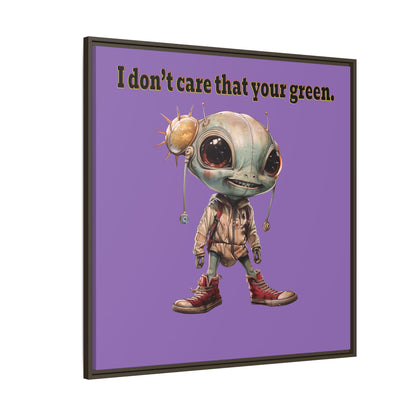 I don't care that your green - framed canvas art (light purple)