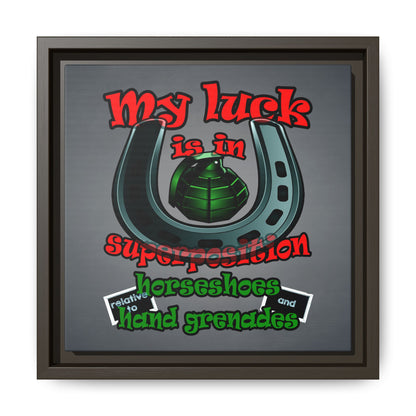 my luck - framed canvas art (grey-light grey)