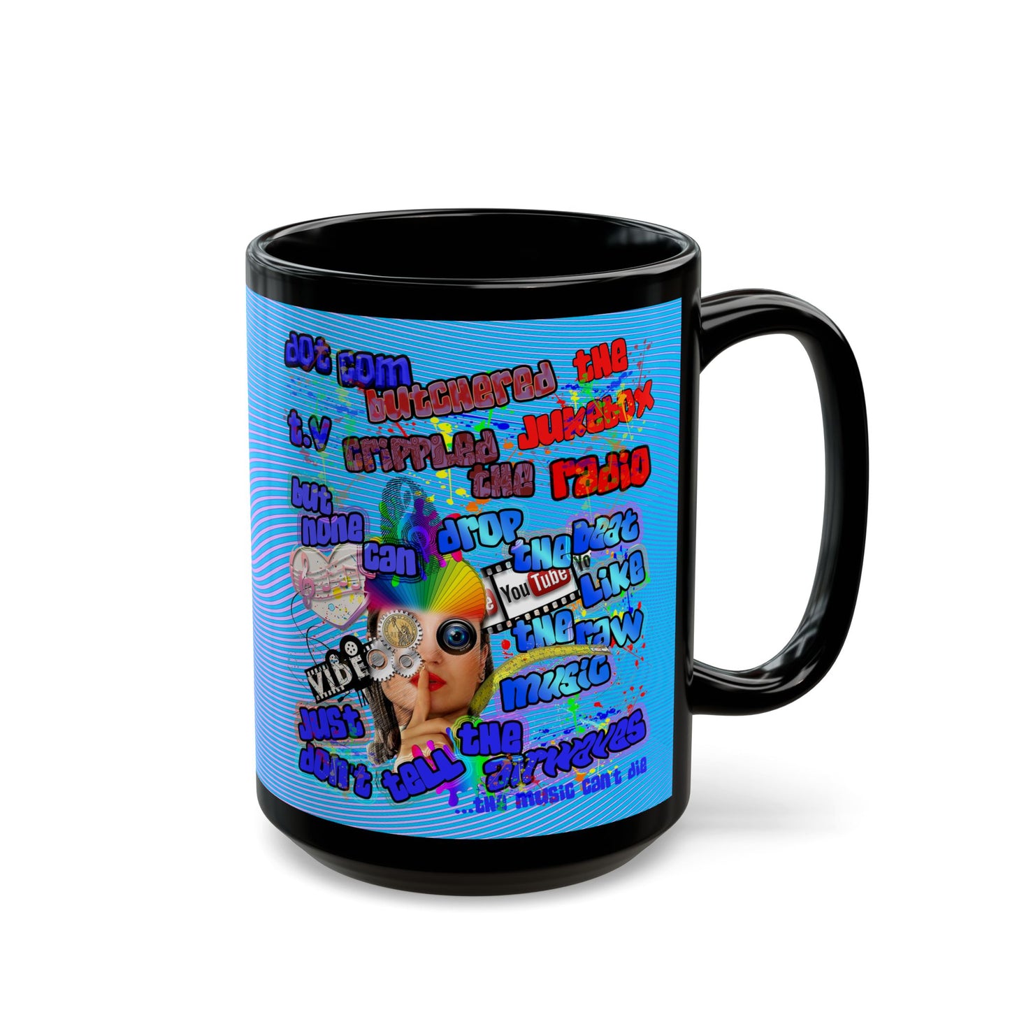 drop the beat - Black Mug (light blue-purple wave)