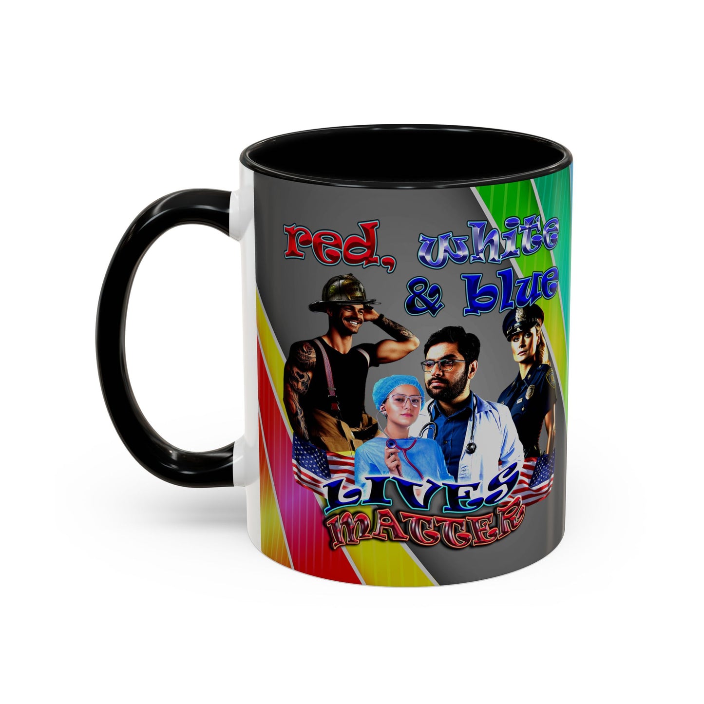 rw&b lives matter - Accent Mug (rainbow split)
