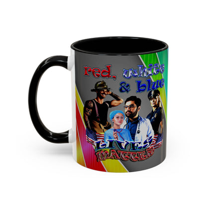 rw&b lives matter - Accent Mug (rainbow split)