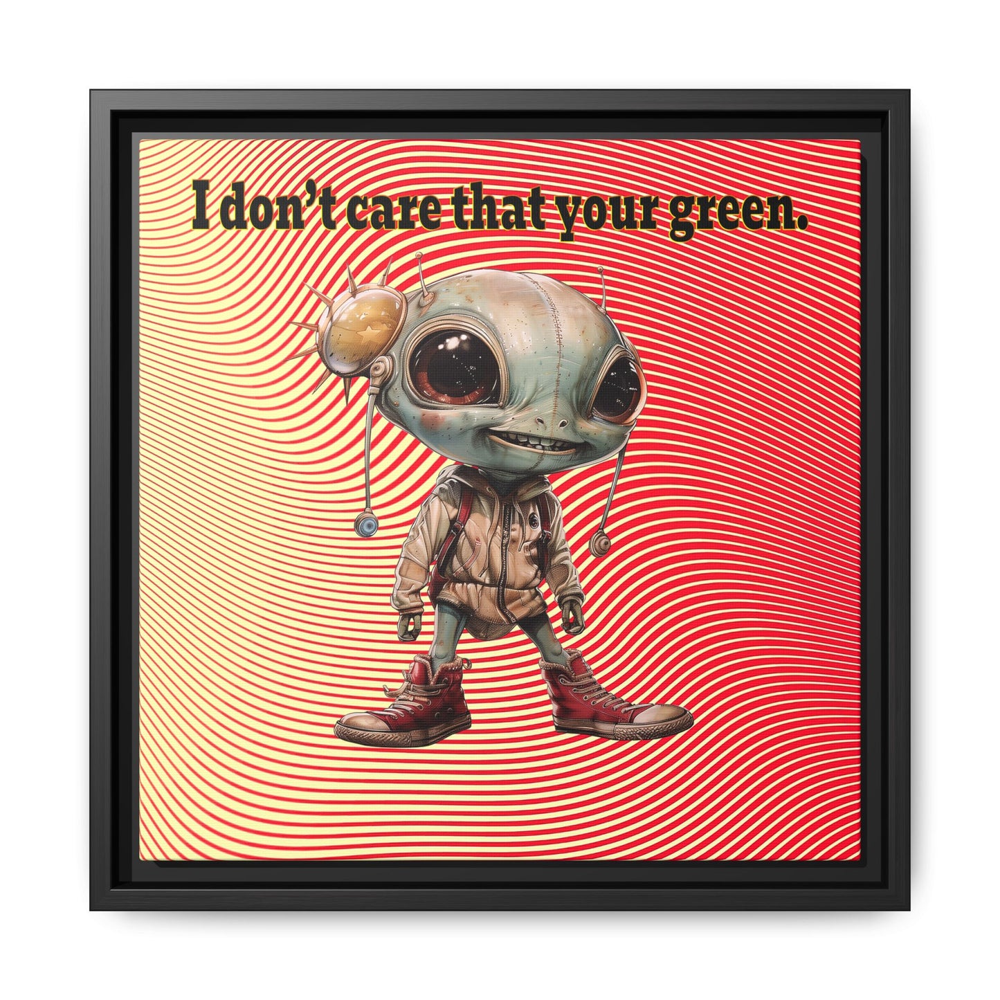 I don't care that your green - framed canvas art (yellow-orange wave)