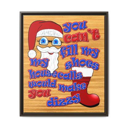 santa's shoes - framed canvas art (butterscotch wood finish)