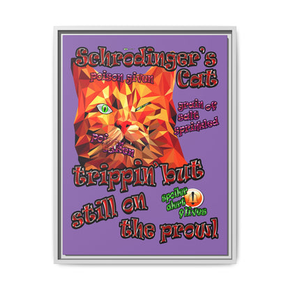 schrodinger's cat - framed canvas art (light purple)