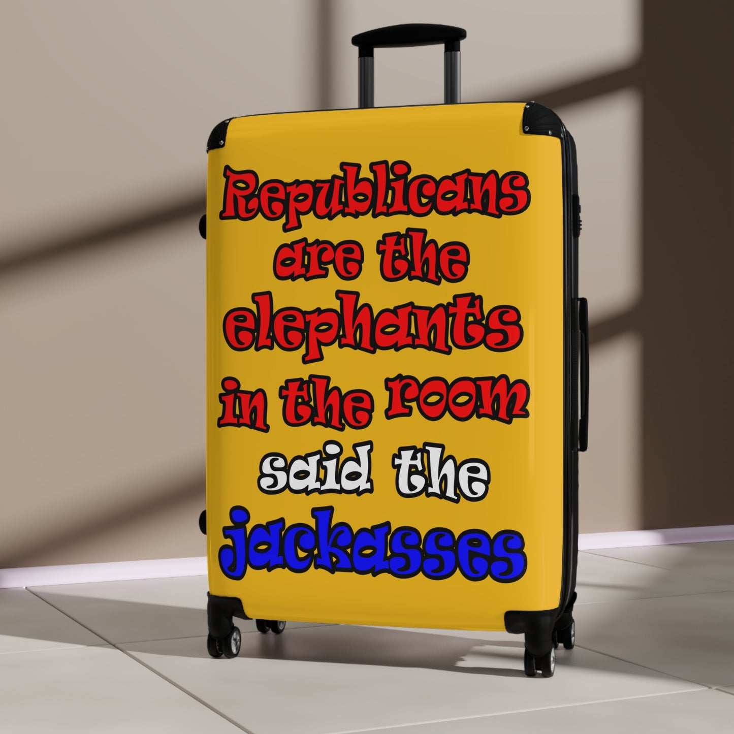 donkeys and elephants - Suitcase (yellow)