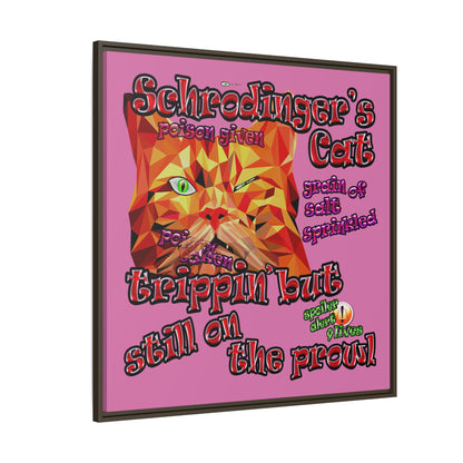 schrodinger's cat - framed canvas art (light pink)