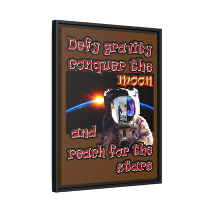 defy conquer reach - framed canvas art (brown)