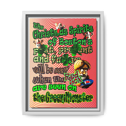 christmas spirits of boston - framed canvas art (yellow-orange wave)