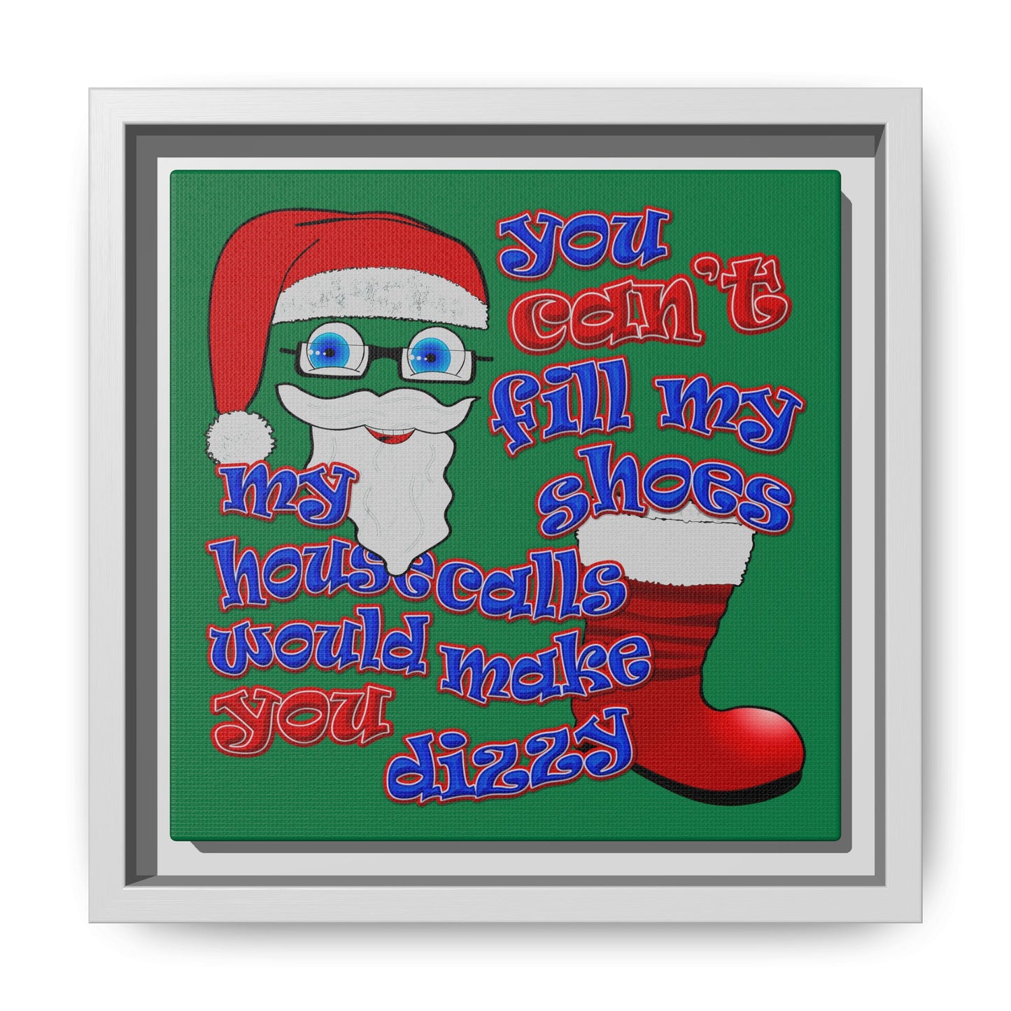 santa's shoes - framed canvas art (dark green)