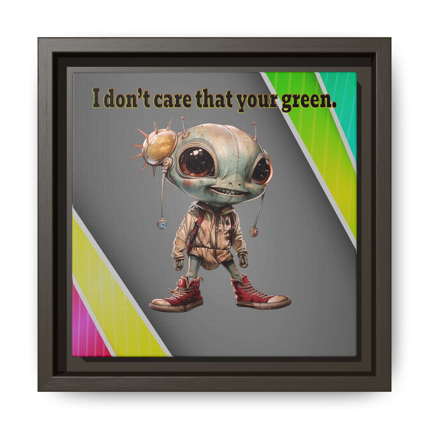 I don't care that your green - framed canvas art (rainbow split)