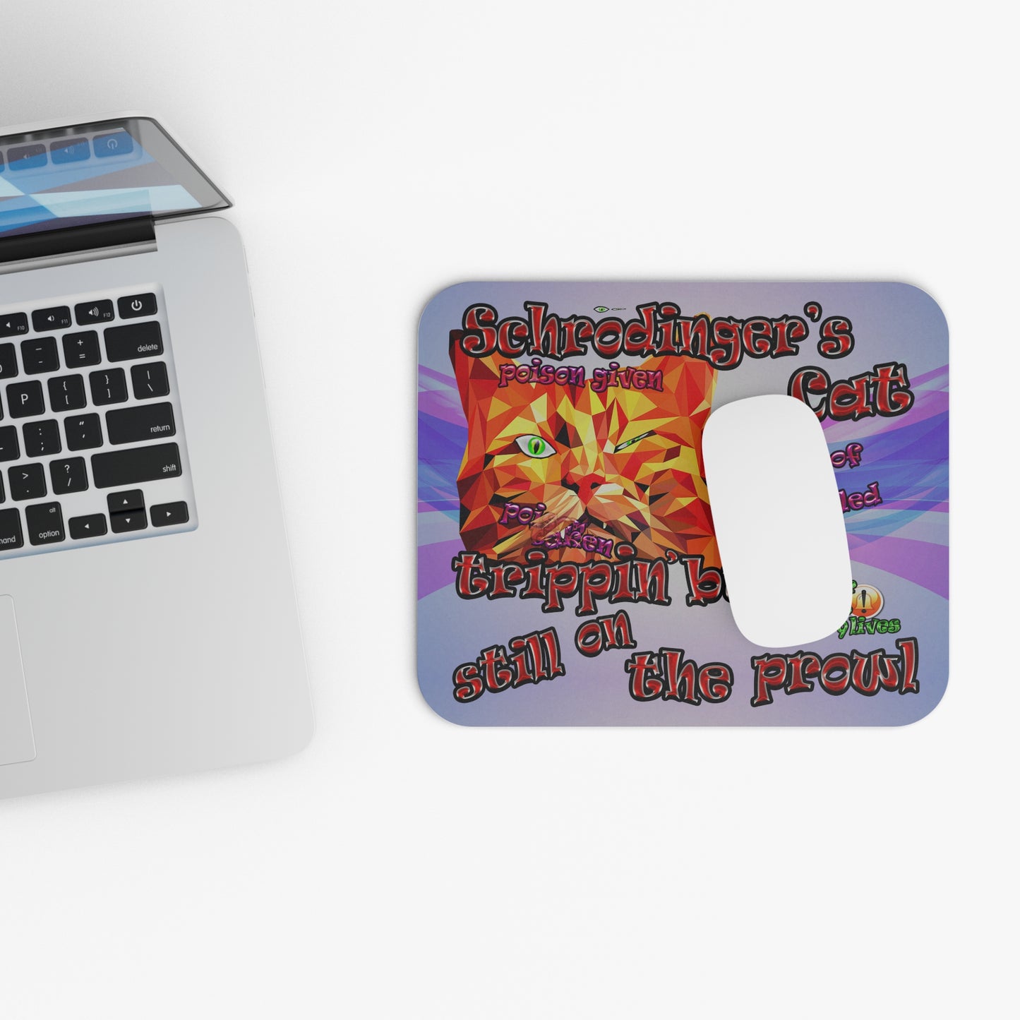 schrodinger's cat - Mouse Pad (Rectangle) (light blue-pink wave)