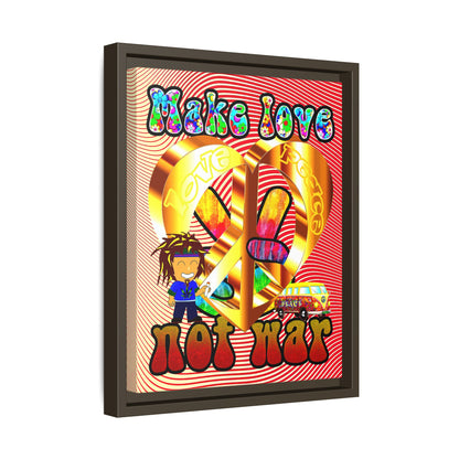 love peace - framed canvas art (yellow-orange wave)