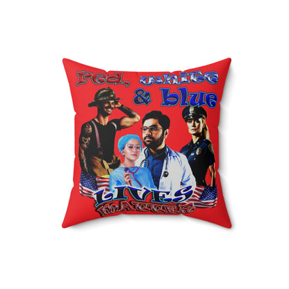 rw&b lives matter - Spun Polyester Square Pillow - (red)