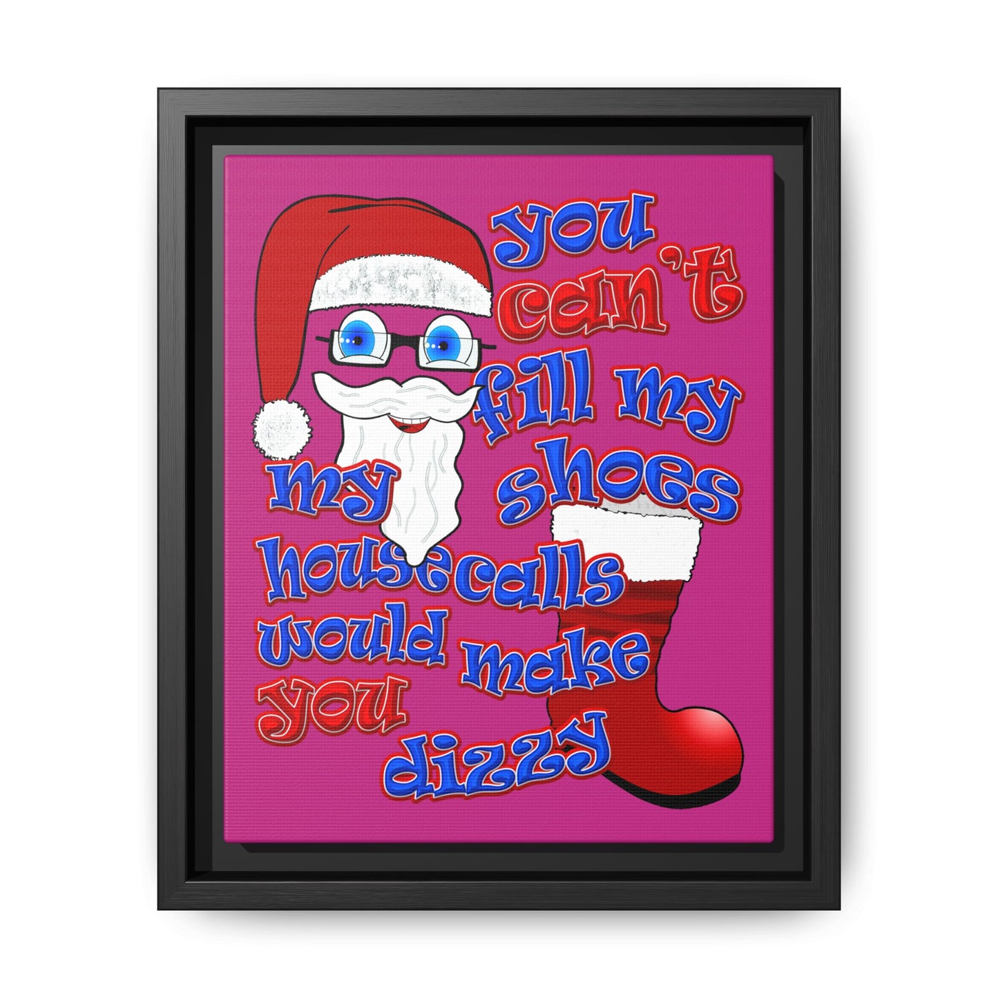 santa's shoes - framed canvas art (pink)