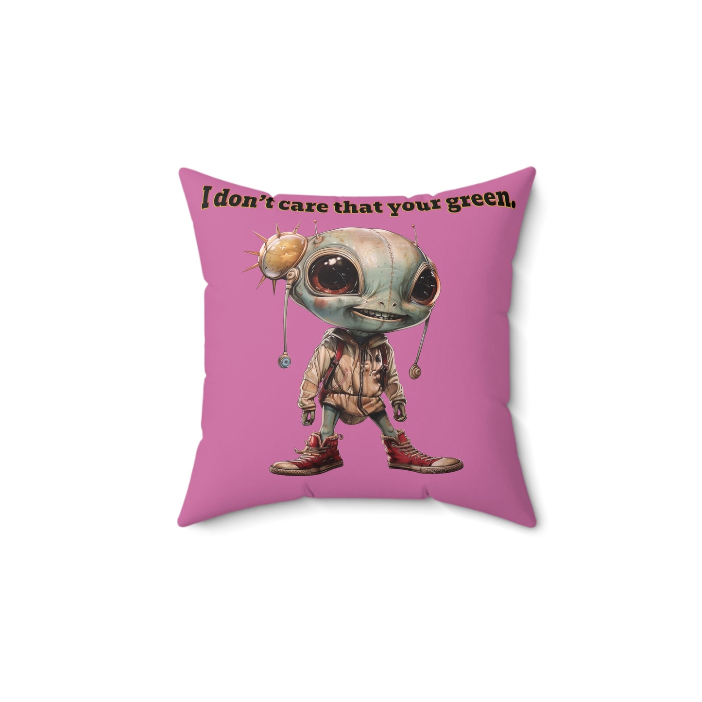 I don't care that your grey - Spun Polyester Square Pillow - (light pink)