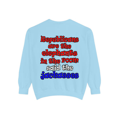 donkeys and elephants - Unisex Garment-Dyed Sweatshirt