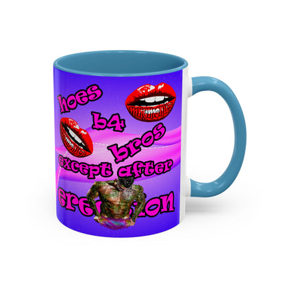hoes b4 bros - Accent Mug (purple-pink wave)