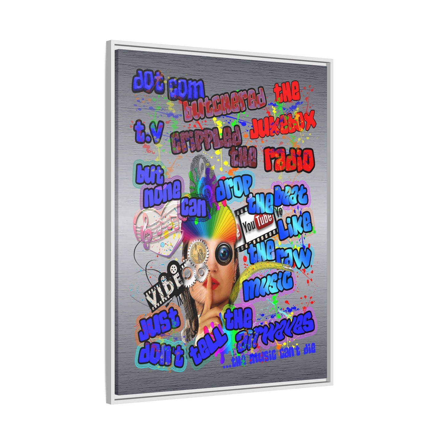drop the beat - framed canvas art (brushed nickel)