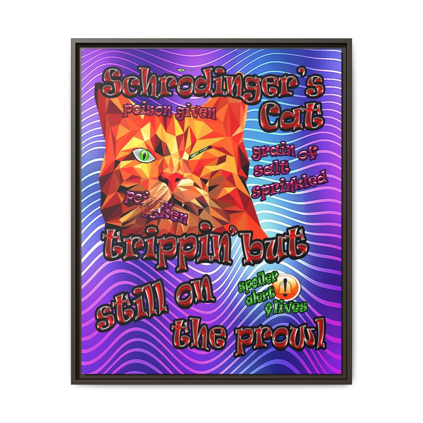 schrodinger's cat - framed canvas art (purple wave)