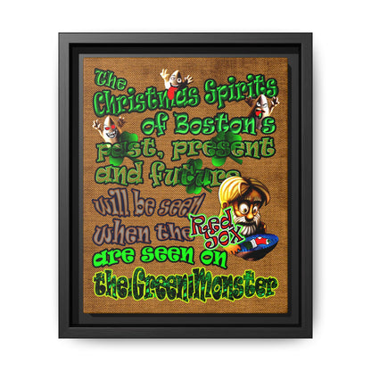 christmas spirits of boston - framed canvas art (brown papyrus)