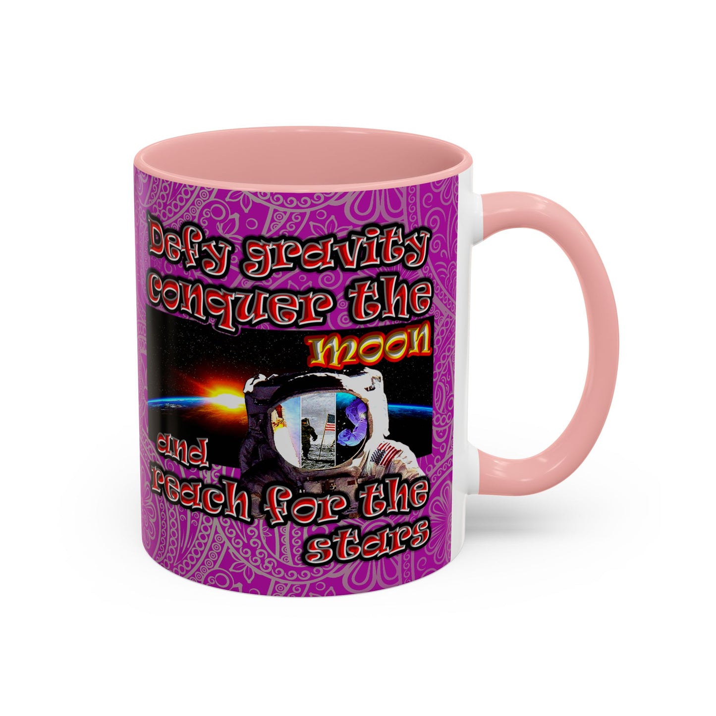 defy conquer reach - Accent Mug (pink swirl)