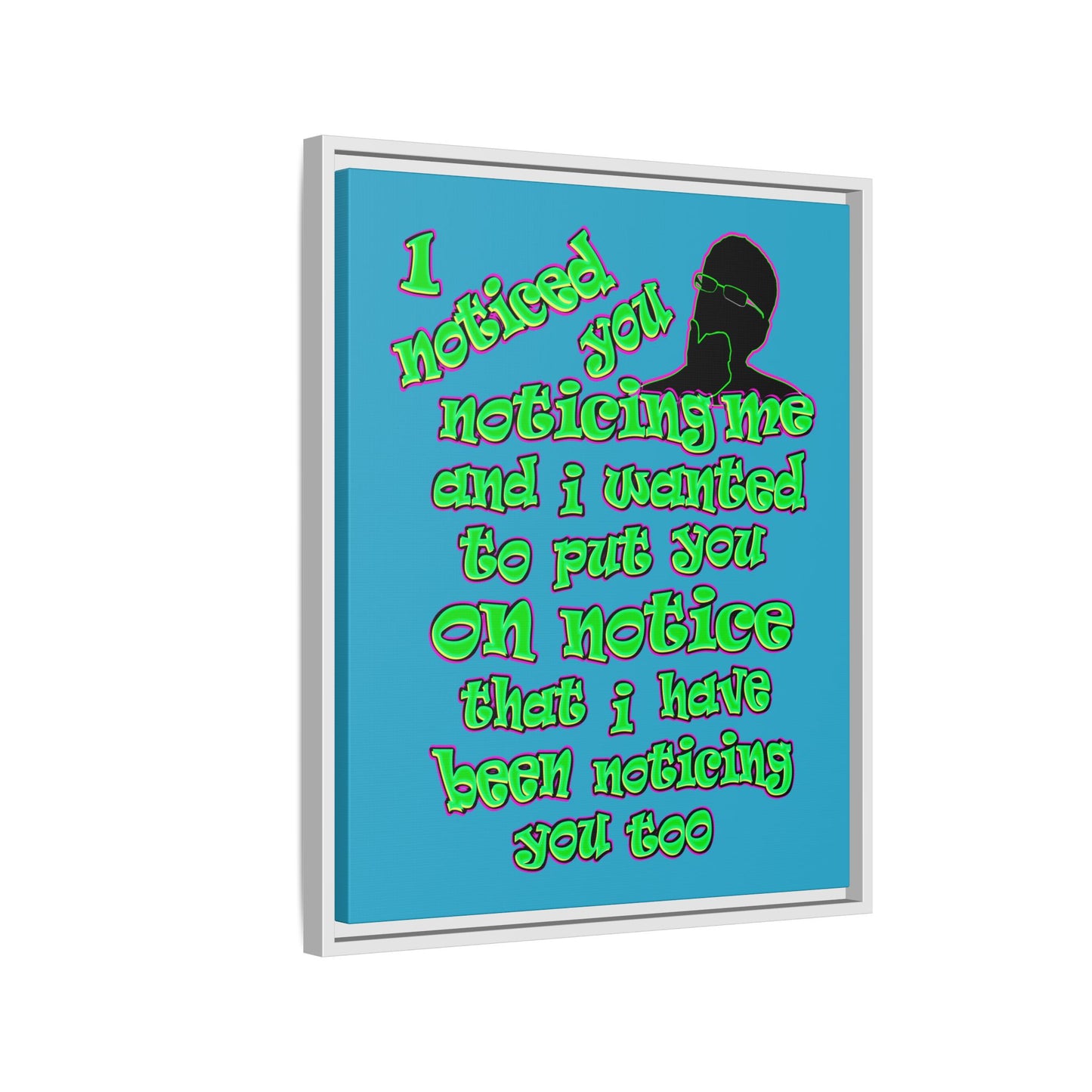 noticed you noticing - framed canvas art (turquoise)