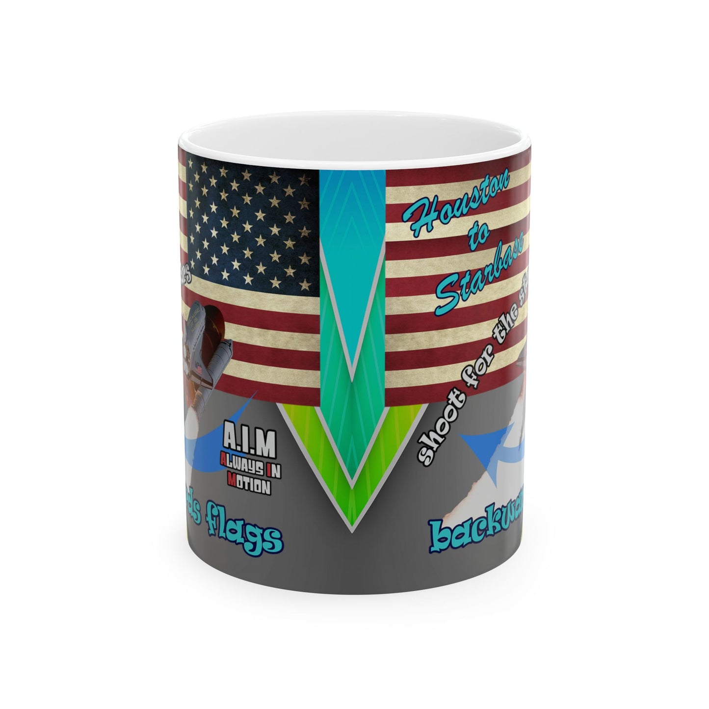 shoot for the stars - White Mug (rainbow split)
