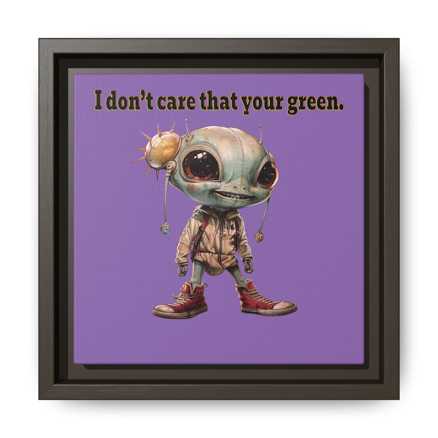 I don't care that your green - framed canvas art (light purple)