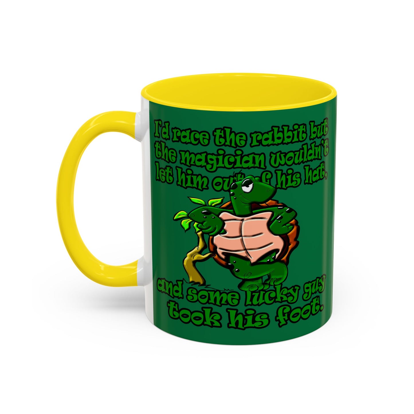 turtle race - Accent Mug (dark green)
