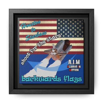 shoot for the stars - framed canvas art (dark blue)