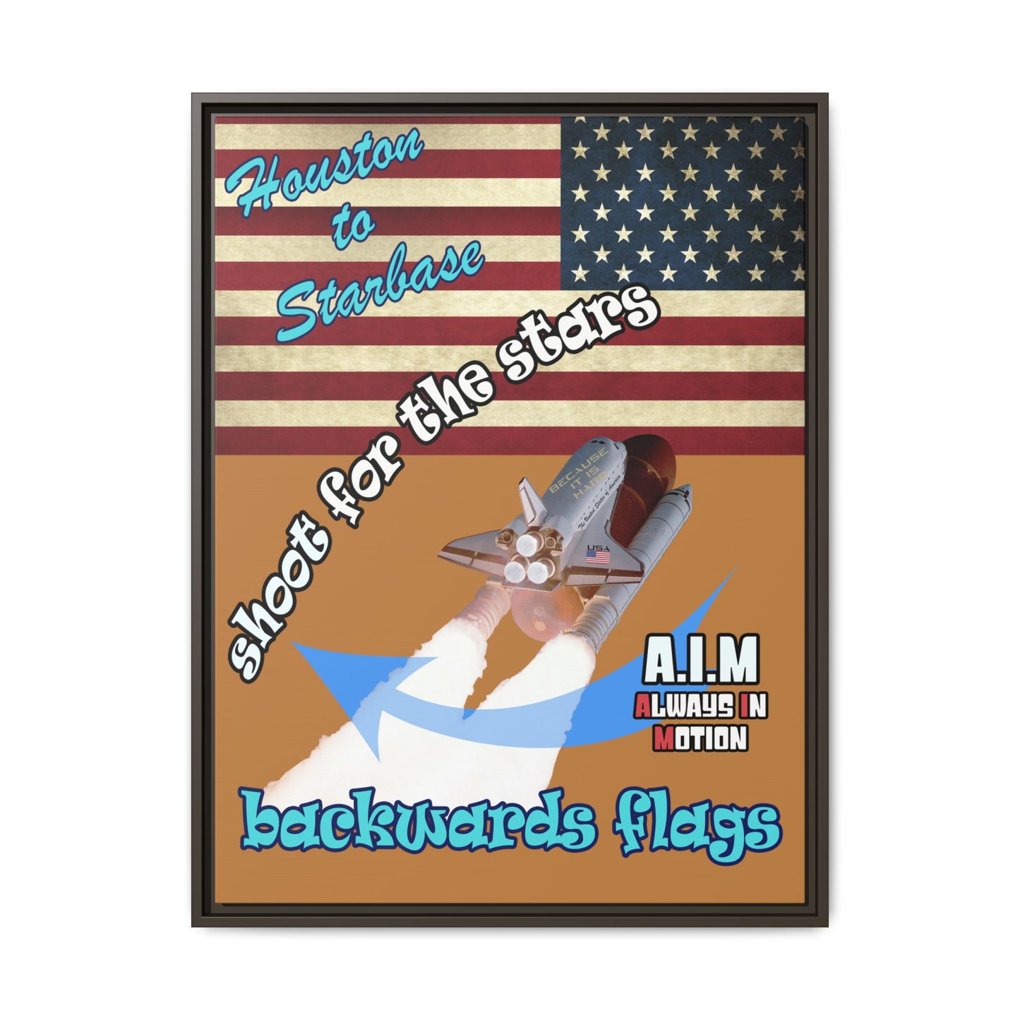 shoot for the stars - framed canvas art (light brown)