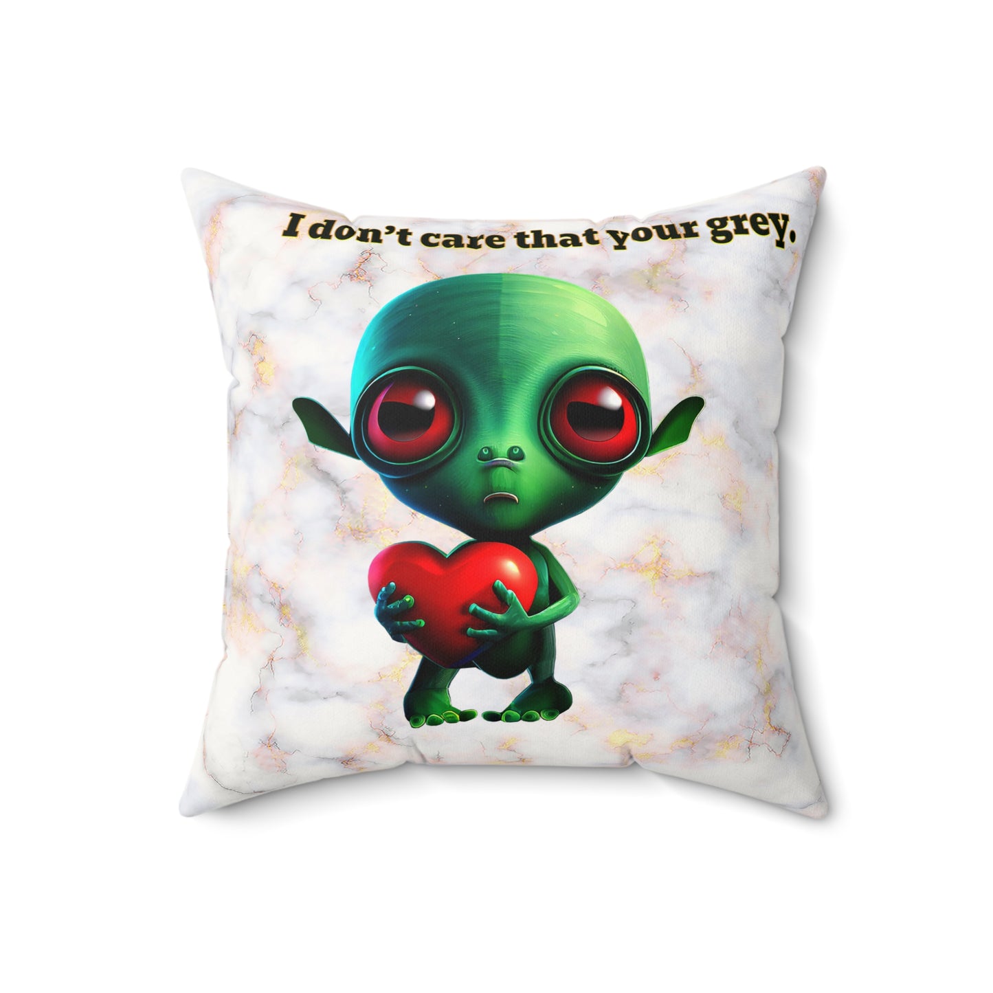 I don't care that your grey - Faux Suede Square Pillow - (white marble)