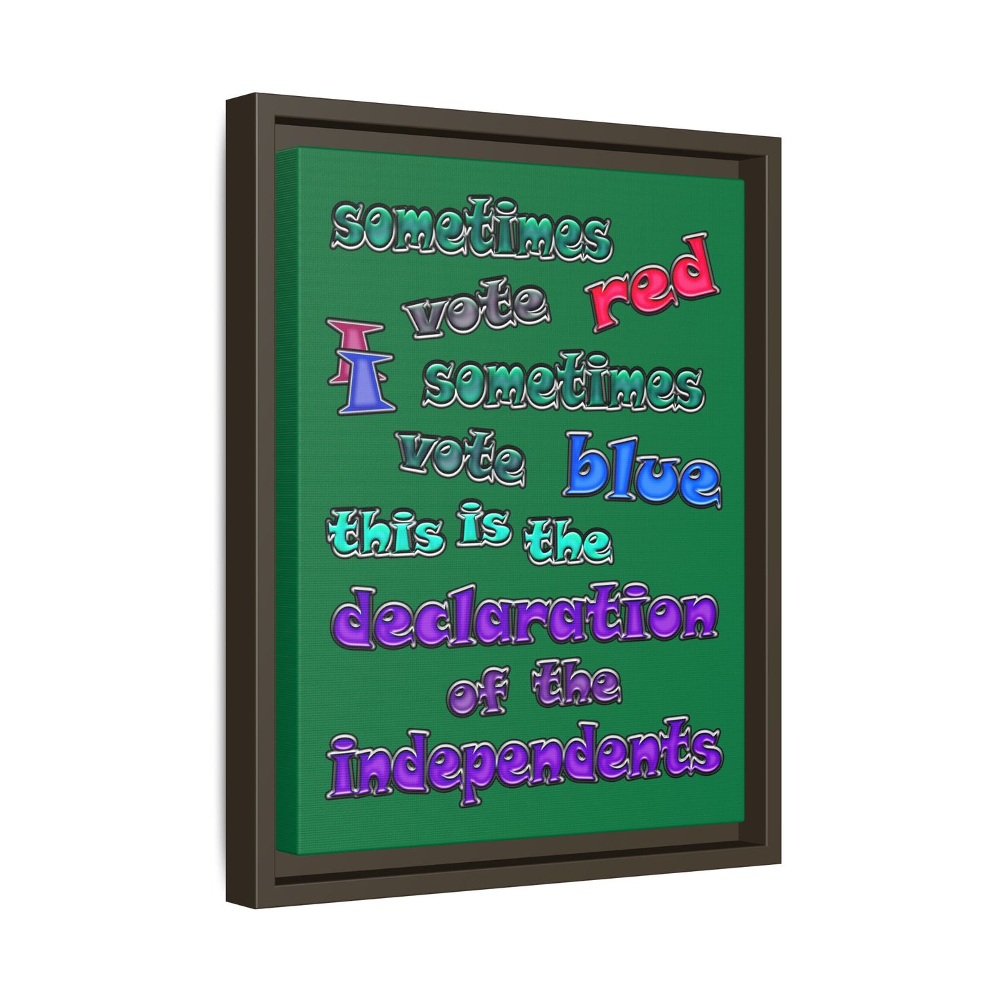 declaration of the independents - framed canvas art (dark green)