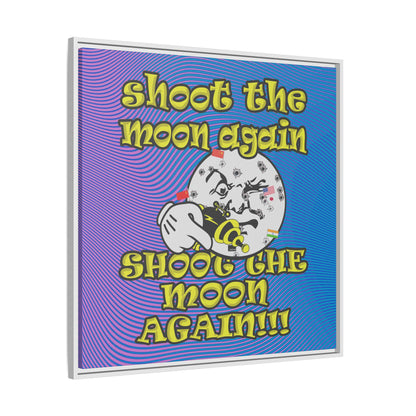 shoot the moon again - framed canvas art (light blue-purple wave)