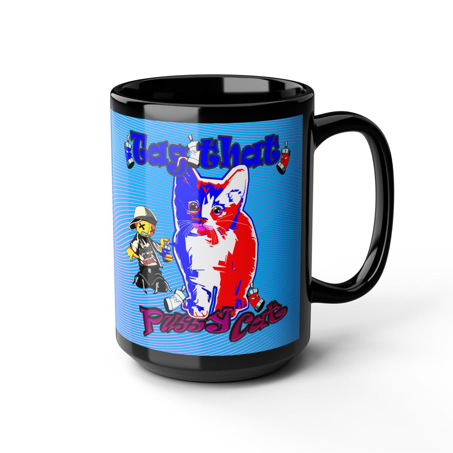 tag that - Black Mug (light blue-purple wave)