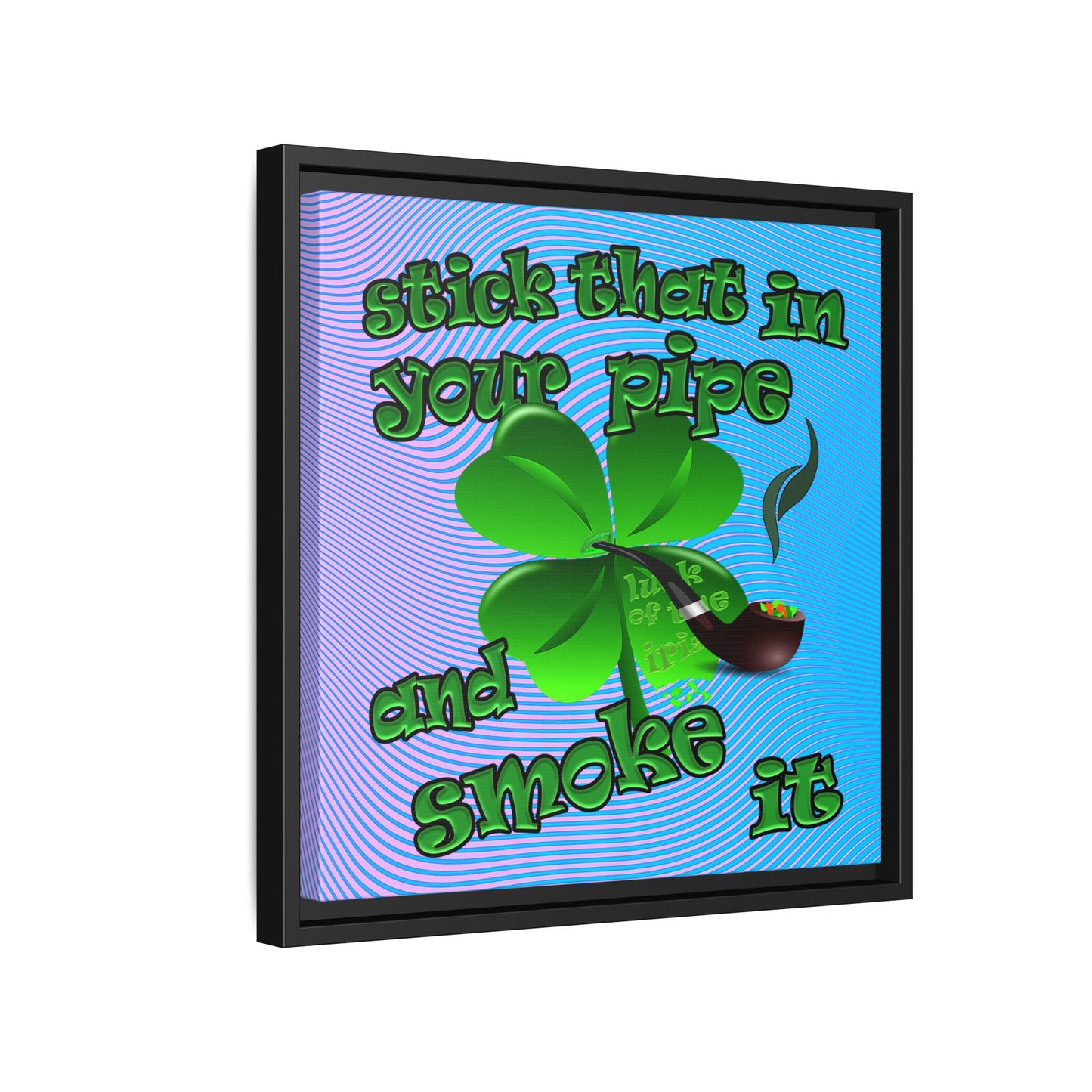 stick that in your pipe and smoke it - framed canvas art (light blue-purple wave)