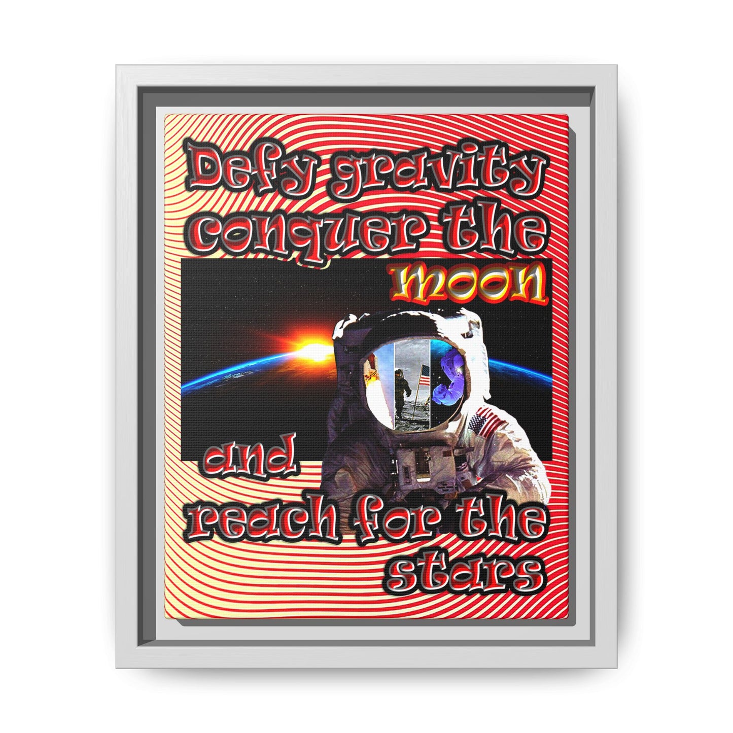 defy conquer reach - framed canvas art (yellow-orange wave)