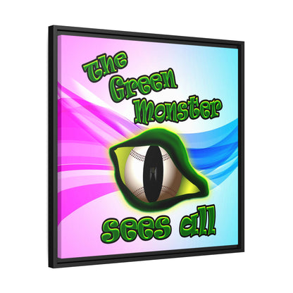 green monster - framed canvas art (light blue-pink wave)