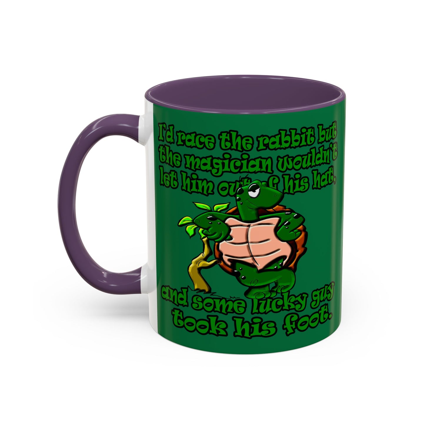 turtle race - Accent Mug (dark green)