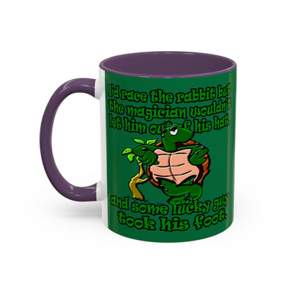 turtle race - Accent Mug (dark green)