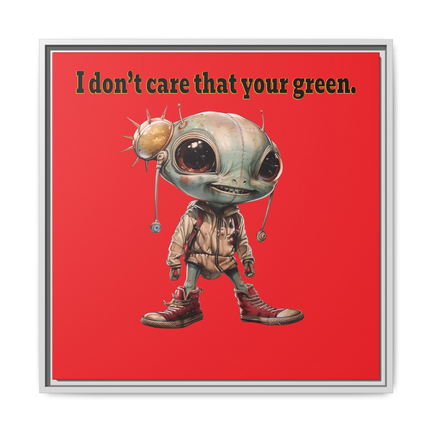 I don't care that your green - framed canvas art (red)
