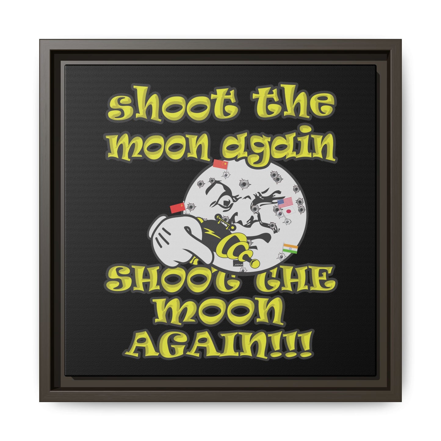 shoot the moon again - framed canvas art (black)