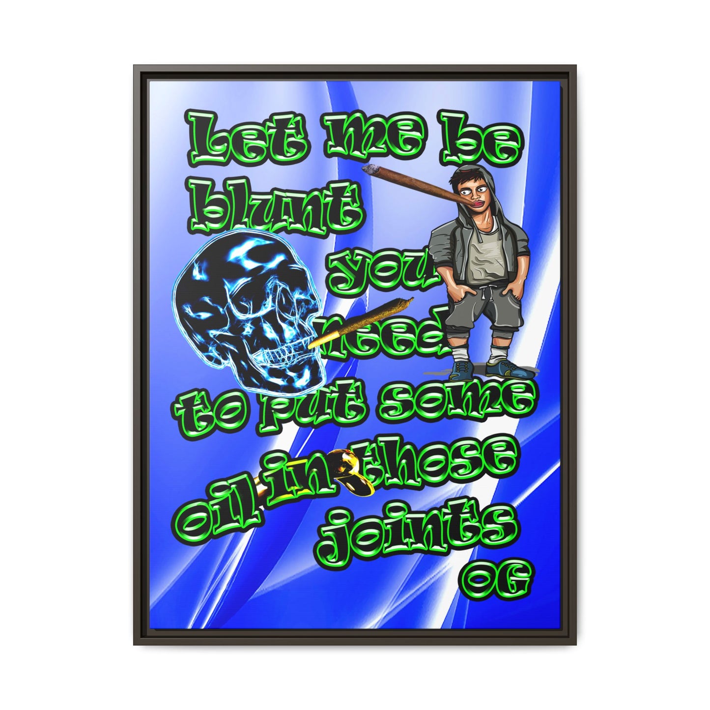 og - framed canvas art (blue-white wave)