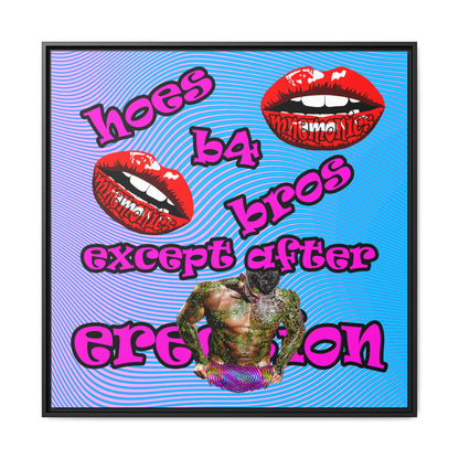 hoes b4 bros - framed canvas art (light blue-purple wave)