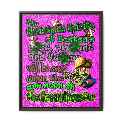 christmas spirits of boston - framed canvas art (pink swirl)