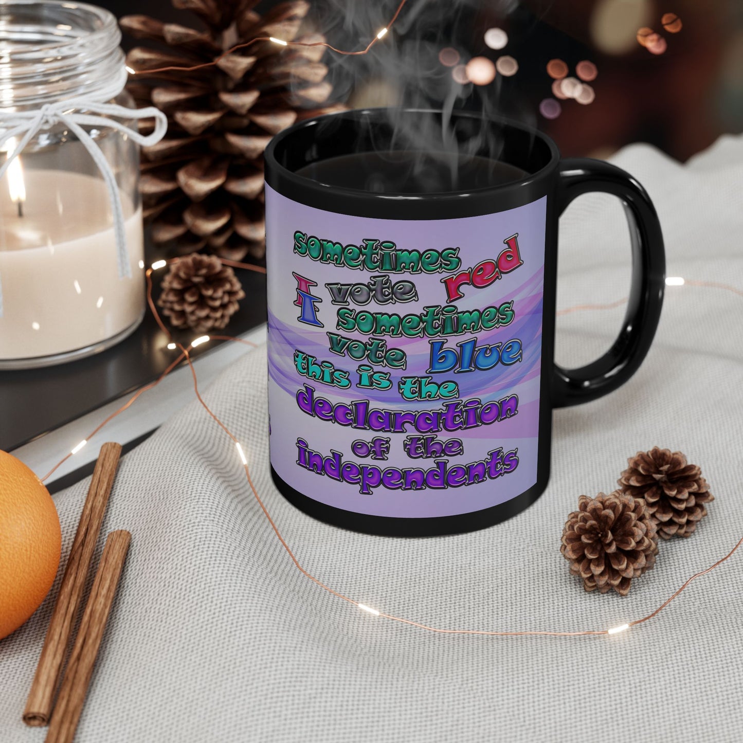 declaration of the independents - Black Mug (light blue-pink wave)